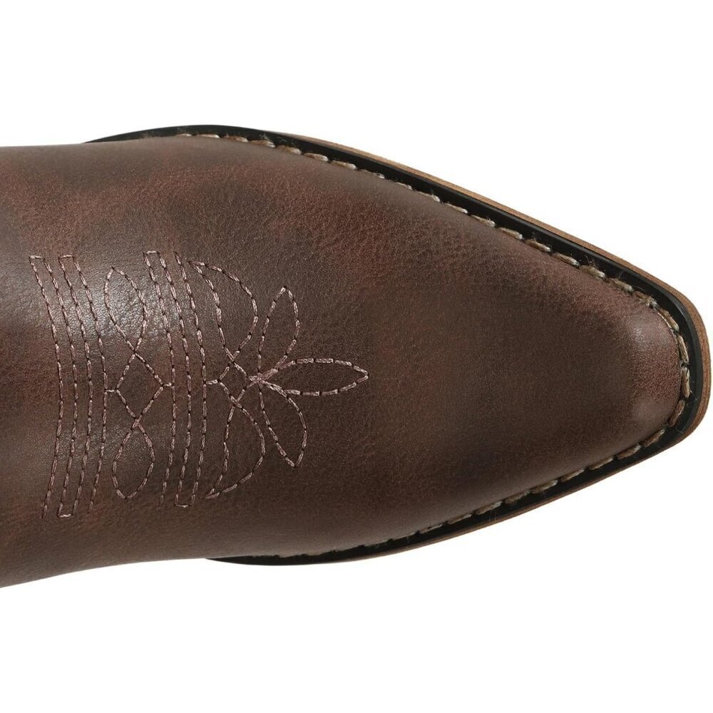 SheSole Western Boots Women Dark Brown Faux Leather Square Toe Wide Mid Calf - Picture 3 of 7